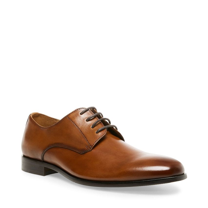 Brown Steve Madden Prey Leather Men's Derby Shoes | PH 8251JCK